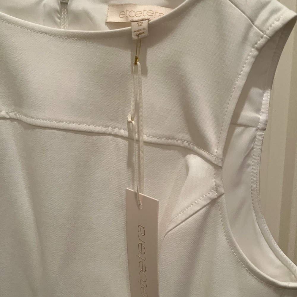 Etcetera White MIDI dress with pockets and belt NWT